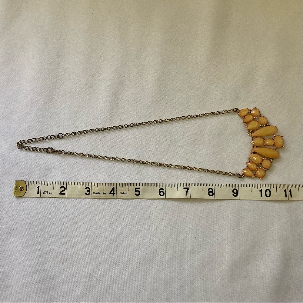 Glittery Orange Rhinestone Statement Necklace Gold Chain - Picture 9 of 9